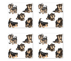 Terrier Cartoon Coaster Set Of Four