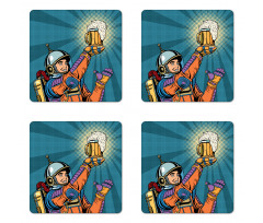 Astronaut Holds Beer Coaster Set Of Four