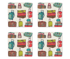 Colorful Suitcases Coaster Set Of Four