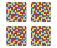 Colorful Puzzle Pieces Coaster Set Of Four