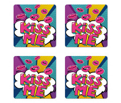 Word Bubble Pop Art Style Coaster Set Of Four