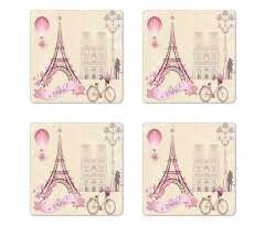 Floral Paris Eiffel Coaster Set Of Four