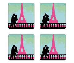 Hand Drawn Couple Kissing Coaster Set Of Four