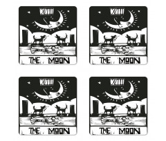 Lobster Wolves Moon Tarot Coaster Set Of Four