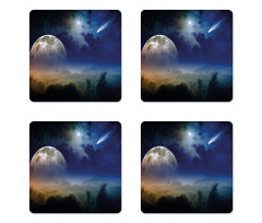 Full Moon Rising Cloudy Coaster Set Of Four