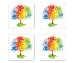 Abstract Tree Nature Coaster Set Of Four