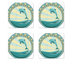 Mammal Jumping out Sea Coaster Set Of Four