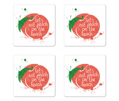Soft Fruit Quirky Words Coaster Set Of Four