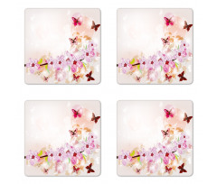 Floral Art Butterflies Coaster Set Of Four