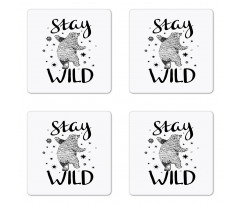 Dancing Bear and Words Coaster Set Of Four