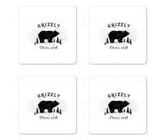 Strong Wild Animal Forest Coaster Set Of Four