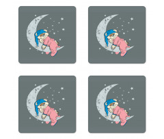 Baby Sleeping on the Moon Coaster Set Of Four