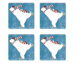 Ice Skating Polar Bear Coaster Set Of Four