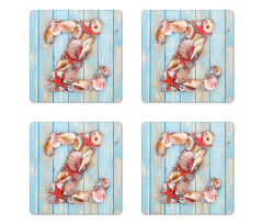 Maritime Summer Fun Z Coaster Set Of Four