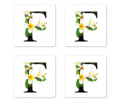 Frangipani Green Theme Coaster Set Of Four