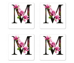 M with Magnolia Floral Coaster Set Of Four