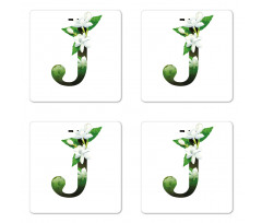 Abstract Jasmine and J Coaster Set Of Four