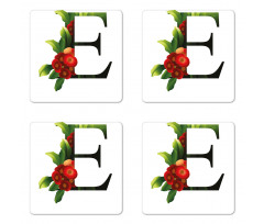 Alphabet Red Blooms Coaster Set Of Four