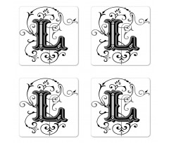 Ornate Capital L Art Coaster Set Of Four