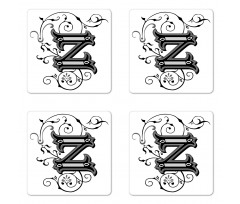 Calligraphic Capital Z Coaster Set Of Four