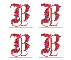 Gothic Abstract B Sign Coaster Set Of Four