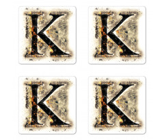 Smoked Letter K ABC Coaster Set Of Four