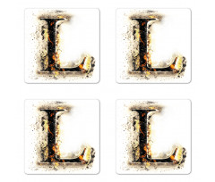 Fire Letter Capital L Coaster Set Of Four