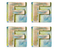 Worn Uppercase F Type Coaster Set Of Four