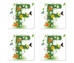 Animals and Flowers F Coaster Set Of Four