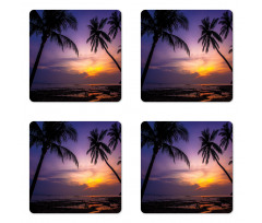 Vivid Twilight Palm Trees Coaster Set Of Four