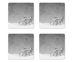 Bicycle Snow Calm Scene Coaster Set Of Four