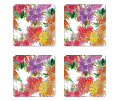 Abstract Colorful Flowers Coaster Set Of Four