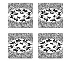 Monchrome Animal Floral Coaster Set Of Four