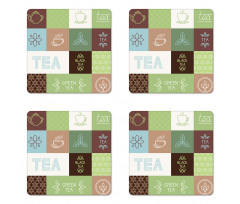 Checkered Tea Images Coaster Set Of Four