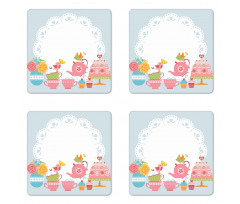 Birds Drinking Tea Coaster Set Of Four