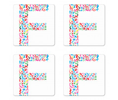 Music Notes Capital F Coaster Set Of Four