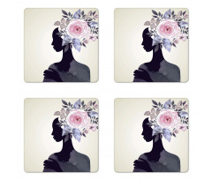 Lady Flower Feminine Coaster Set Of Four