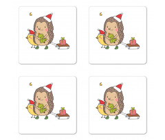 Cartoon Bird and Tree Coaster Set Of Four