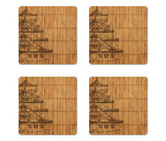 Building on Bamboo Pipes Coaster Set Of Four