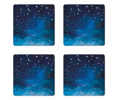 Night Time with Moon Star Coaster Set Of Four