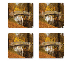 Old Bridge in Fall Forest Coaster Set Of Four