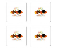 Bird Pumpkin Pilgrim Hat Coaster Set Of Four