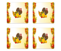 Cornucopia and Poultry Coaster Set Of Four