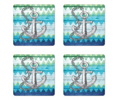 Nautical Chevron Zigzags Coaster Set Of Four