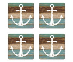 Grunge Marine Wooden Plank Coaster Set Of Four