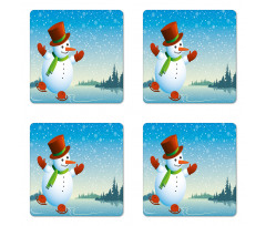 Skating Happy Cartoon Coaster Set Of Four