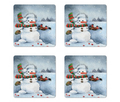 Watercolor Xmas Winter Coaster Set Of Four