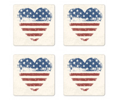 Patriotic Flag USA Coaster Set Of Four