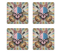 Angry Skull America Flag Coaster Set Of Four