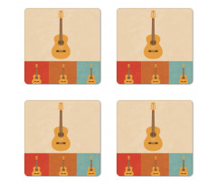 Acoustic Guitars Retro Coaster Set Of Four